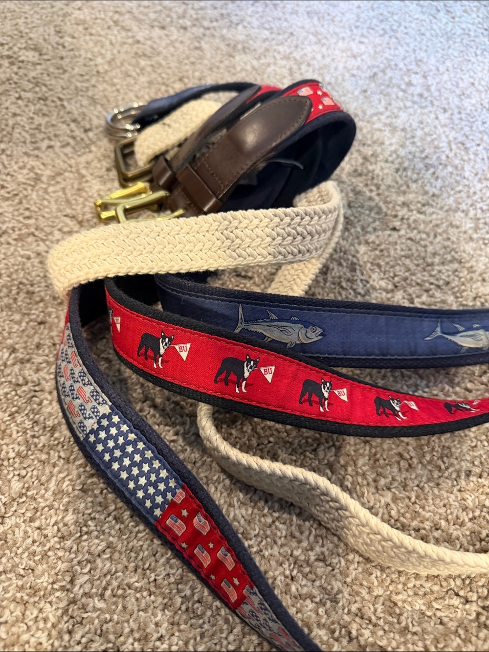 Vineyard Vines Red & Navy Patterned Belts - Lot of 4